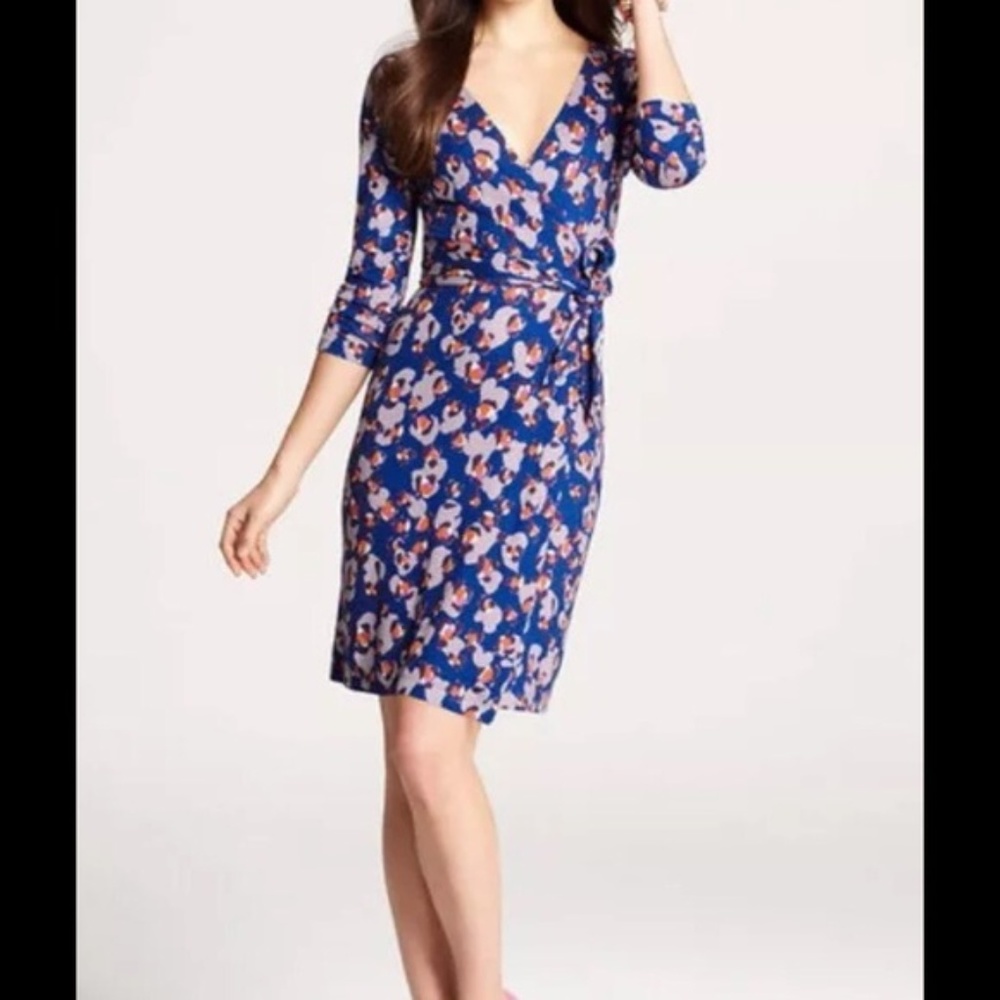 NWT Ann Taylor Blue Floral Wrap Dress